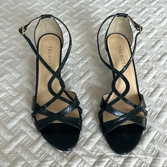 NWOT Talbots black faux snake skin heels size 8 - Picture 2 of 8